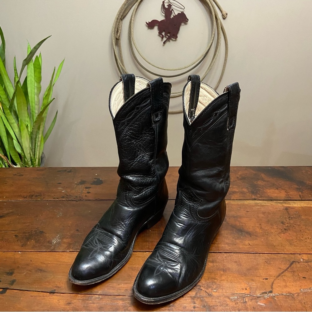 Stewart Boot Co - Black Horsehide Handmade Mens Vintage “1977” Western Boots 9.5